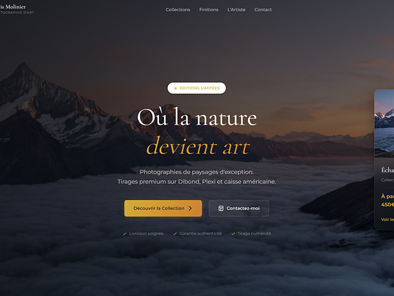 Site e-commerce Boris Molinier Photographie